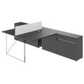 AIR DUO Team-Schreibtisch mit Sideboards | 1600 - 2000 x 3200 mm, elektrifiziert, Anthrazit AIR DUO Team-Schreibtisch mit Sideboards | 1600 - 2000 x 3200 mm, elektrifiziert, Anthrazit