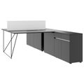 AIR DUO Team-Schreibtisch mit Sideboards | 1600 - 2000 x 3200 mm, elektrifiziert, Anthrazit AIR DUO Team-Schreibtisch mit Sideboards | 1600 - 2000 x 3200 mm, elektrifiziert, Anthrazit