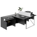 AIR DUO Team-Schreibtisch mit Sideboards | 1600 - 2000 x 3200 mm, elektrifiziert, Anthrazit AIR DUO Team-Schreibtisch mit Sideboards | 1600 - 2000 x 3200 mm, elektrifiziert, Anthrazit