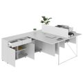 AIR DUO Team-Schreibtisch mit Sideboards | 1600 - 2000 x 3200 mm, elektrifiziert, Perlgrau