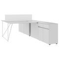 AIR DUO Team-Schreibtisch mit Sideboards | 1600 - 2000 x 3200 mm, elektrifiziert, Perlgrau