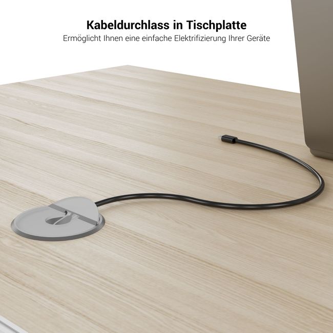 AIR DUO Team-Schreibtisch mit Sideboards | 1600 - 2000 x 3200 mm, elektrifiziert, Sandesche