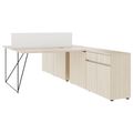 AIR DUO Team-Schreibtisch mit Sideboards | 1600 - 2000 x 3200 mm, elektrifiziert, Sandesche - 1 Thumbnail Image