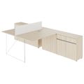 AIR DUO Team-Schreibtisch mit Sideboards | 1600 - 2000 x 3200 mm, elektrifiziert, Sandesche