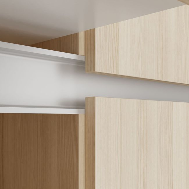 AIR DUO Team-Schreibtisch mit Sideboards | 1600 - 2000 x 3200 mm, elektrifiziert, Nordeiche grau