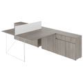 AIR DUO Team-Schreibtisch mit Sideboards | 1600 - 2000 x 3200 mm, elektrifiziert, Nordeiche grau