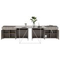 AIR DUO Team-Schreibtisch mit Sideboards | 1600 - 2000 x 3200 mm, elektrifiziert, Nordeiche grau