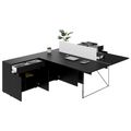 AIR DUO Desk del team con sideboard | 1600 - 2000 x 3200 mm, elettrificato, nero - 4 Thumbnail Image