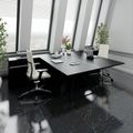 AIR DUO Team-Schreibtisch mit Sideboards | 1600 - 2000 x 3200 mm, elektrifiziert, Schwarz