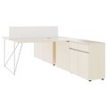AIR DUO Team-Schreibtisch mit Sideboards | 1600 - 2000 x 3200 mm, elektrifiziert, Ahorn
