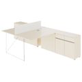 AIR DUO Team-Schreibtisch mit Sideboards | 1600 - 2000 x 3200 mm, elektrifiziert, Ahorn