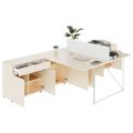 AIR DUO Team-Schreibtisch mit Sideboards | 1600 - 2000 x 3200 mm, elektrifiziert, Ahorn