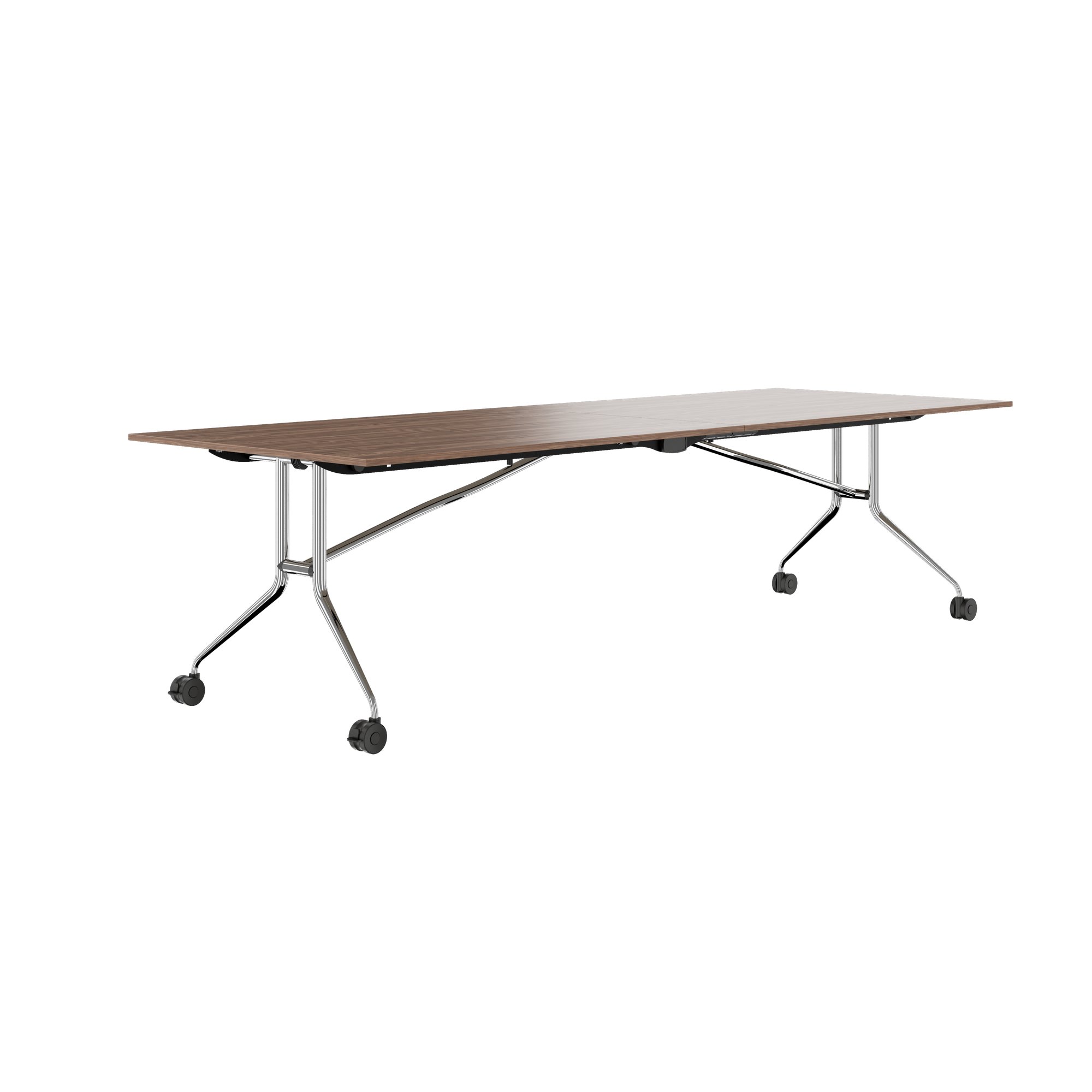 Mara Argo LIBRO Table pliante | 2400 - 2800 x 1000 mm (8 - 10 personnes), roulables, pliables, en noyer en placage en bois réel - 1 Main Image