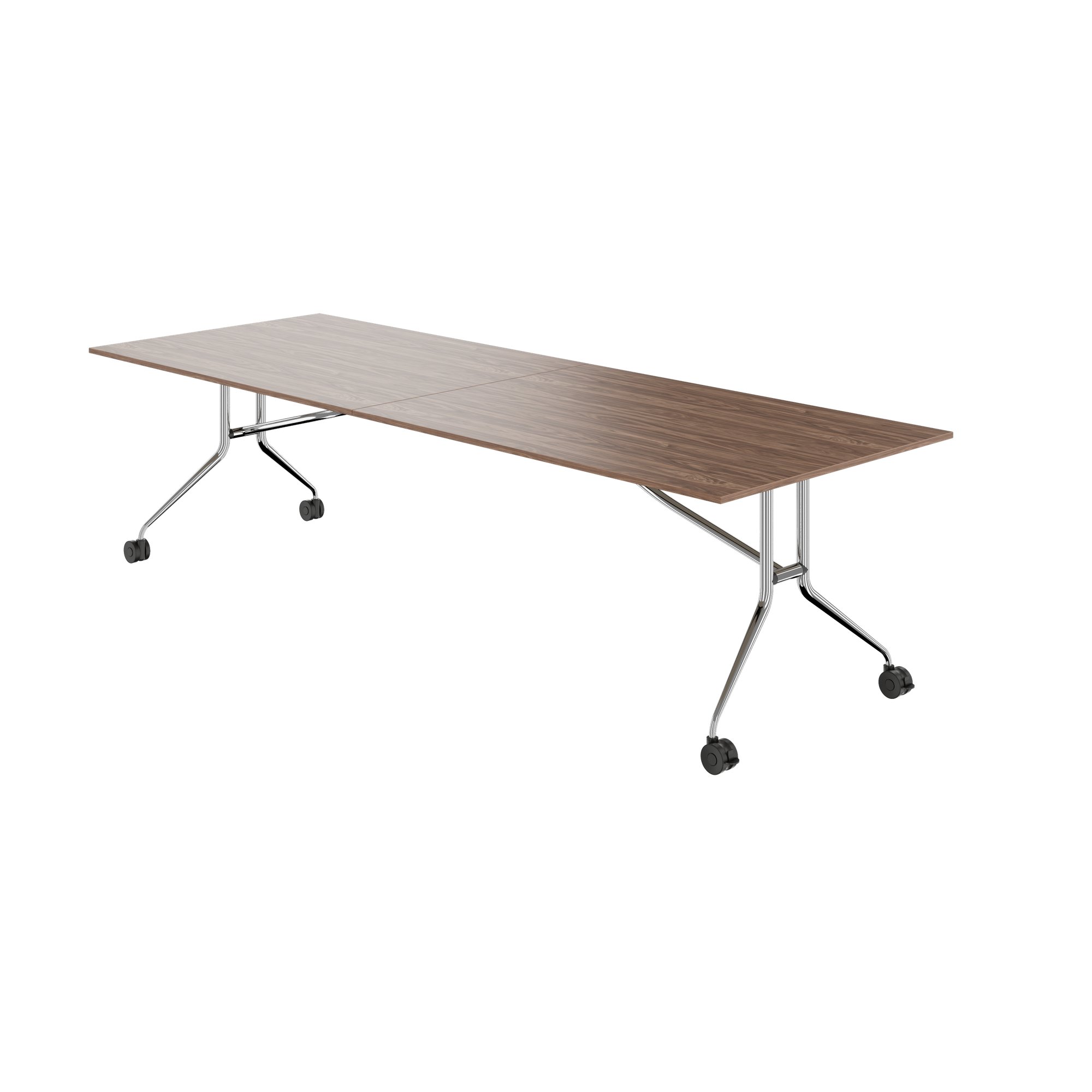 Mara Argo LIBRO Table pliante | 2400 - 2800 x 1000 mm (8 - 10 personnes), roulables, pliables, en noyer en placage en bois réel - 4 Main Image