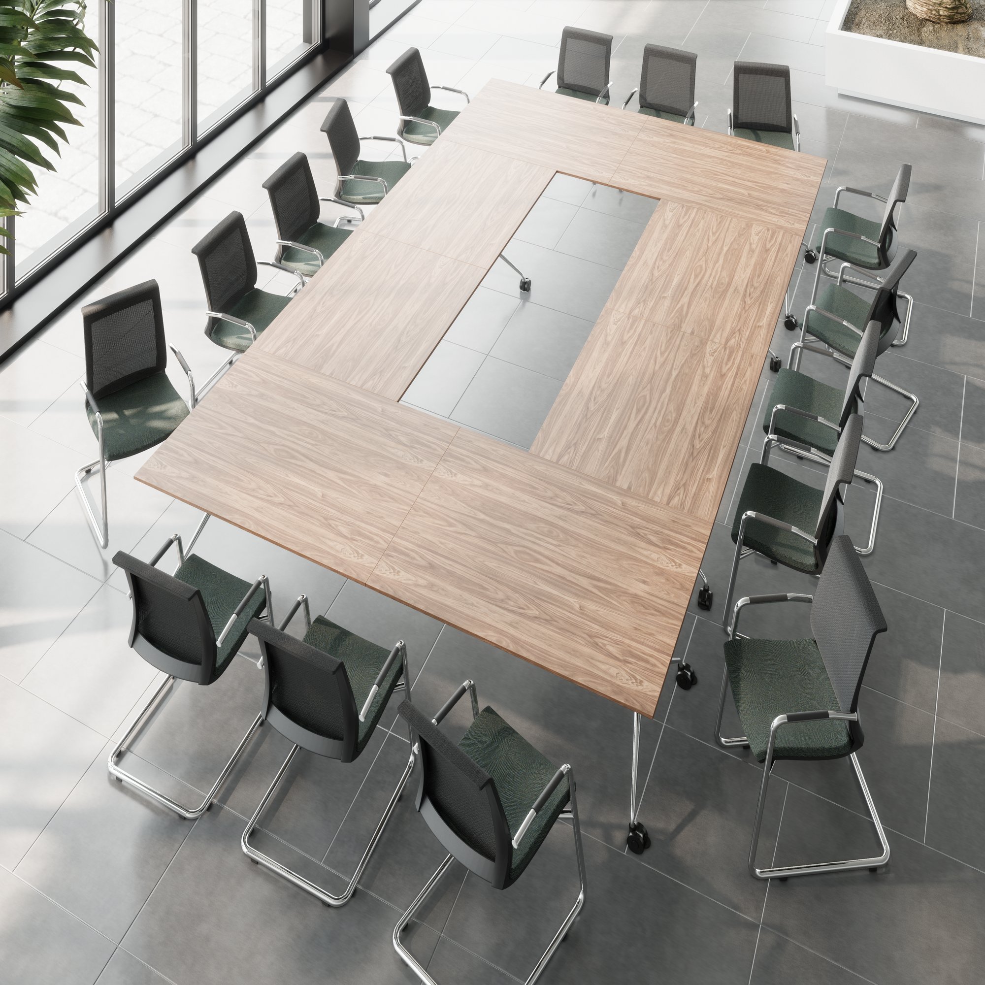 Mara Argo LIBRO Table pliante | 2400 - 2800 x 1000 mm (8 - 10 personnes), roulables, pliables, en noyer en placage en bois réel - 3 Main Image