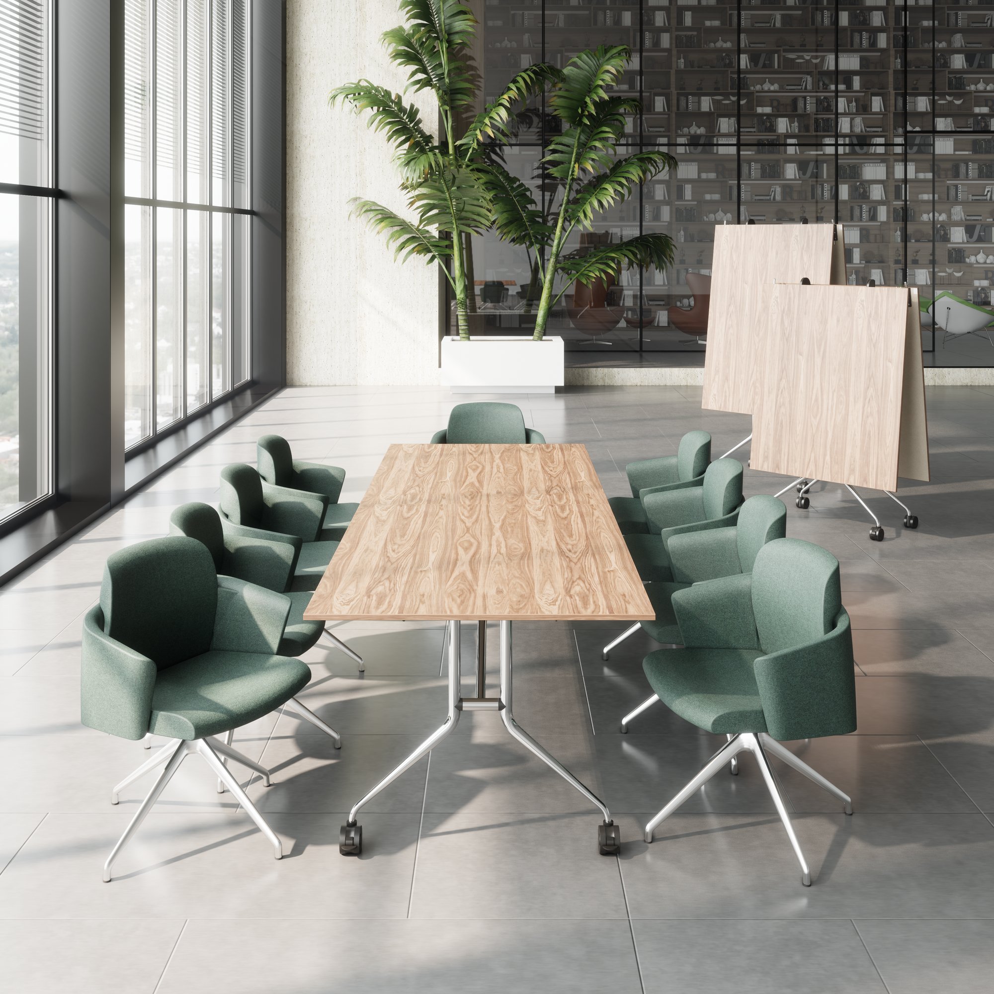 Mara Argo LIBRO Table pliante | 2400 - 2800 x 1000 mm (8 - 10 personnes), roulables, pliables, en noyer en placage en bois réel - 5 Main Image