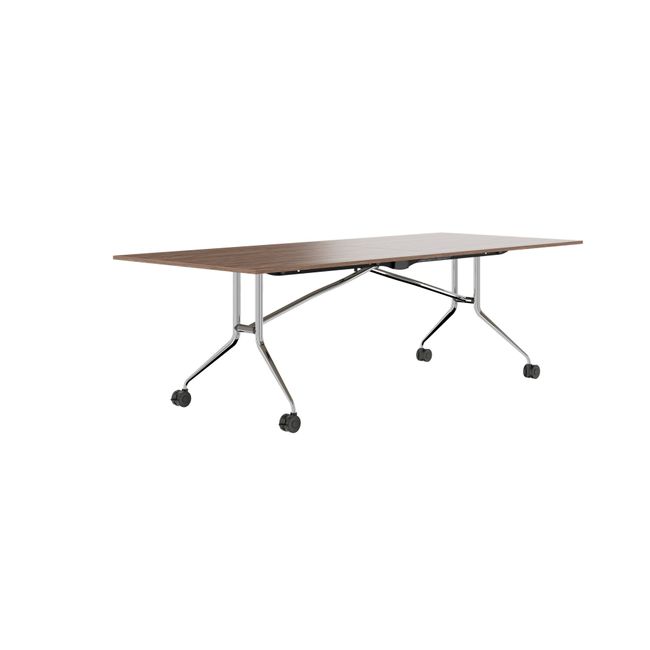 MARA - ARGO LIBRO Klapptisch | 2400 - 2800 x 1000 mm (8 - 10 Personen), rollbar, faltbar, Echtholz-Furnier Nussbaum MARA - ARGO LIBRO Klapptisch | 2400 - 2800 x 1000 mm (8 - 10 Personen), rollbar, faltbar, Echtholz-Furnier Nussbaum