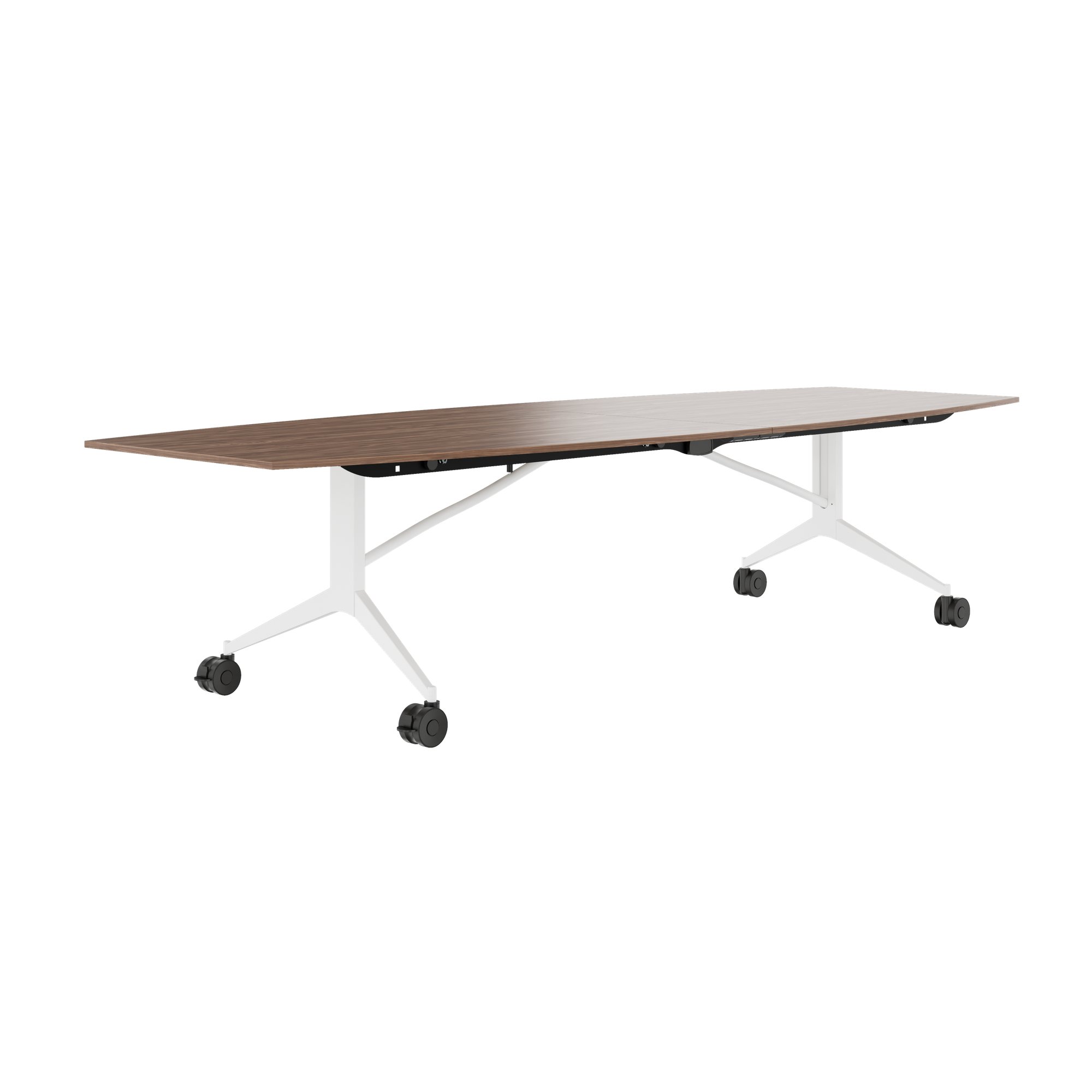 Mara TIMMY LIBRO Tableau de conférence | Forme de démarrage, 3200 x 1200 mm (10 - 14 personnes), roulable, pliable, en noyer en placage en bois réel - 5 Main Image