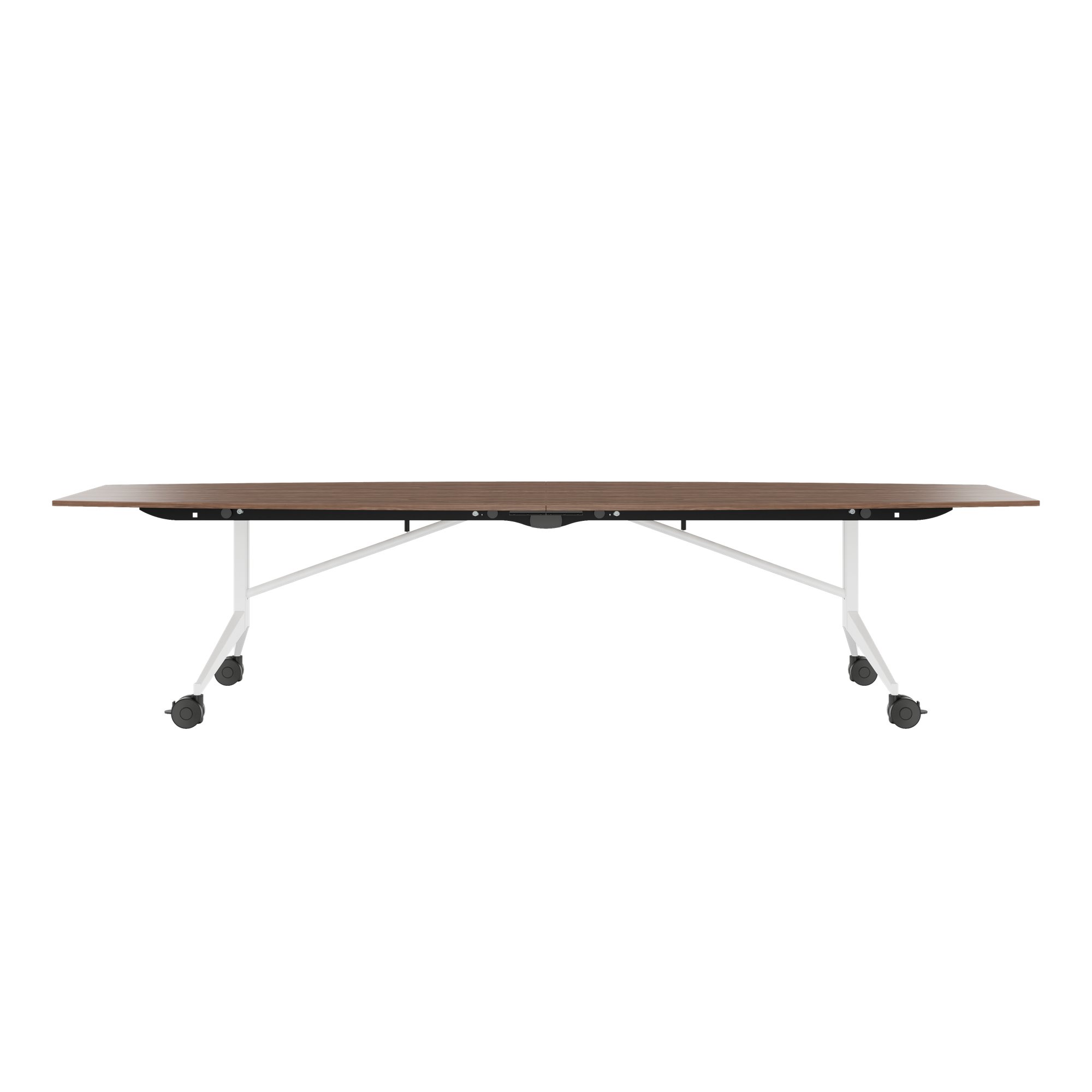 Mara TIMMY LIBRO Tableau de conférence | Forme de démarrage, 3200 x 1200 mm (10 - 14 personnes), roulable, pliable, en noyer en placage en bois réel - 6 Main Image
