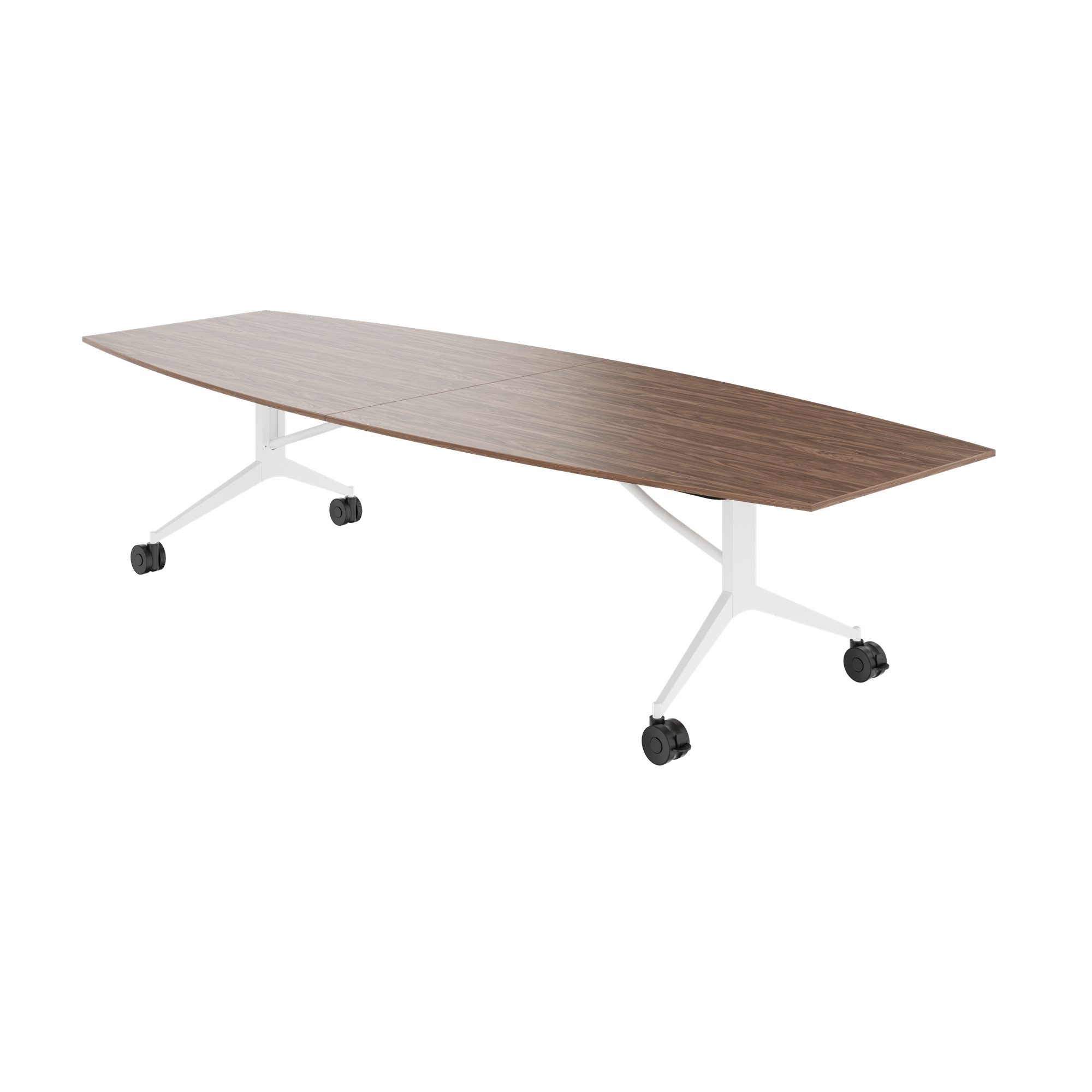 Mara TIMMY LIBRO Tableau de conférence | Forme de démarrage, 3200 x 1200 mm (10 - 14 personnes), roulable, pliable, en noyer en placage en bois réel - 7 Main Image