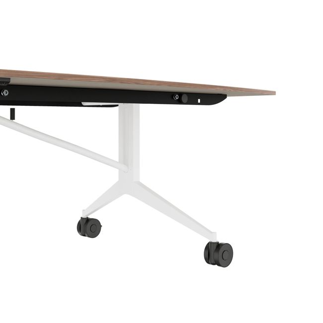 MARA - TIMMY LIBRO Konferenztisch | Bootsform, 3200 x 1200 mm (10 - 14 Personen), rollbar, faltbar, Echtholz-Furnier Nussbaum