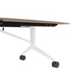 MARA - TIMMY LIBRO Konferenztisch | Bootsform, 3200 x 1200 mm (10 - 14 Personen), rollbar, faltbar, Echtholz-Furnier Nussbaum