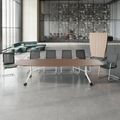 MARA - TIMMY LIBRO Konferenztisch | Bootsform, 3200 x 1200 mm (10 - 14 Personen), rollbar, faltbar, Echtholz-Furnier Nussbaum