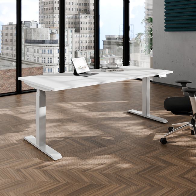 TELDRA Pro, 2-Motoren-Schreibtisch | 1200 - 2000 mm, elektrisch höhenverstellbar, Weiß