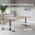 TELDRA Pro, 2-Motoren-Schreibtisch | 1200 - 1800 mm, elektrisch höhenverstellbar, Perlgrau
