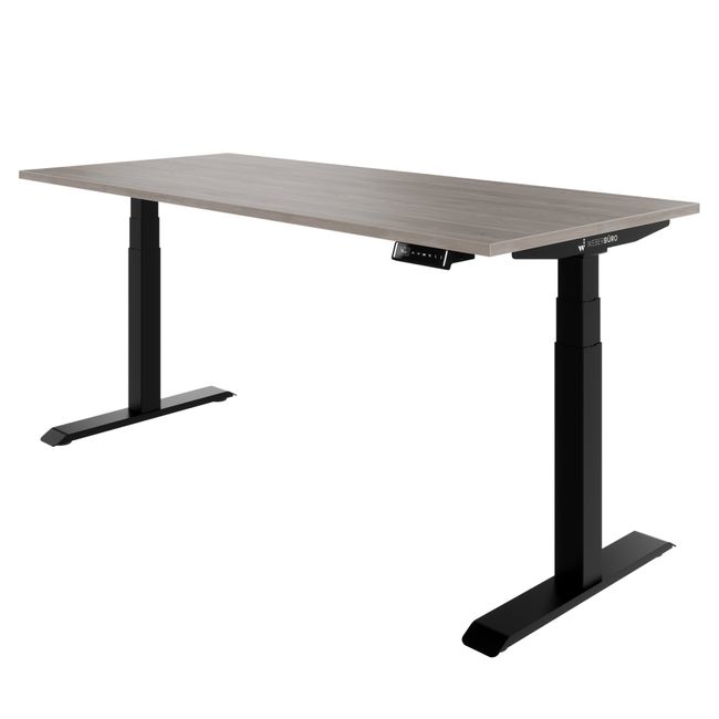 TELDRA Pro, 2-Motoren-Schreibtisch | 1600 - 1800 mm, elektrisch höhenverstellbar, Nordeiche grau