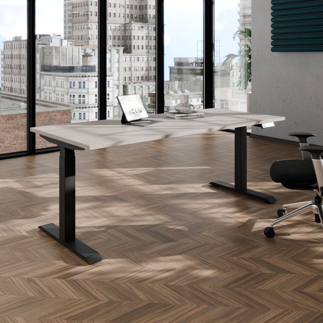 TELDRA Pro, 2-Motoren-Schreibtisch | 1600 - 1800 mm, elektrisch höhenverstellbar, Nordeiche grau TELDRA Pro, 2-Motoren-Schreibtisch | 1600 - 1800 mm, elektrisch höhenverstellbar, Nordeiche grau