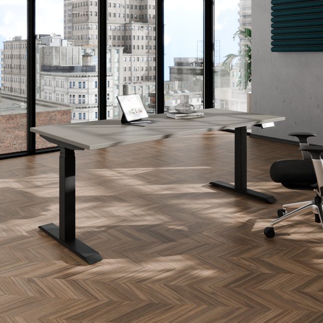 TELDRA Pro, 2-Motoren-Schreibtisch | 1600 - 1800 mm, elektrisch höhenverstellbar, Cubanitgrau TELDRA Pro, 2-Motoren-Schreibtisch | 1600 - 1800 mm, elektrisch höhenverstellbar, Cubanitgrau