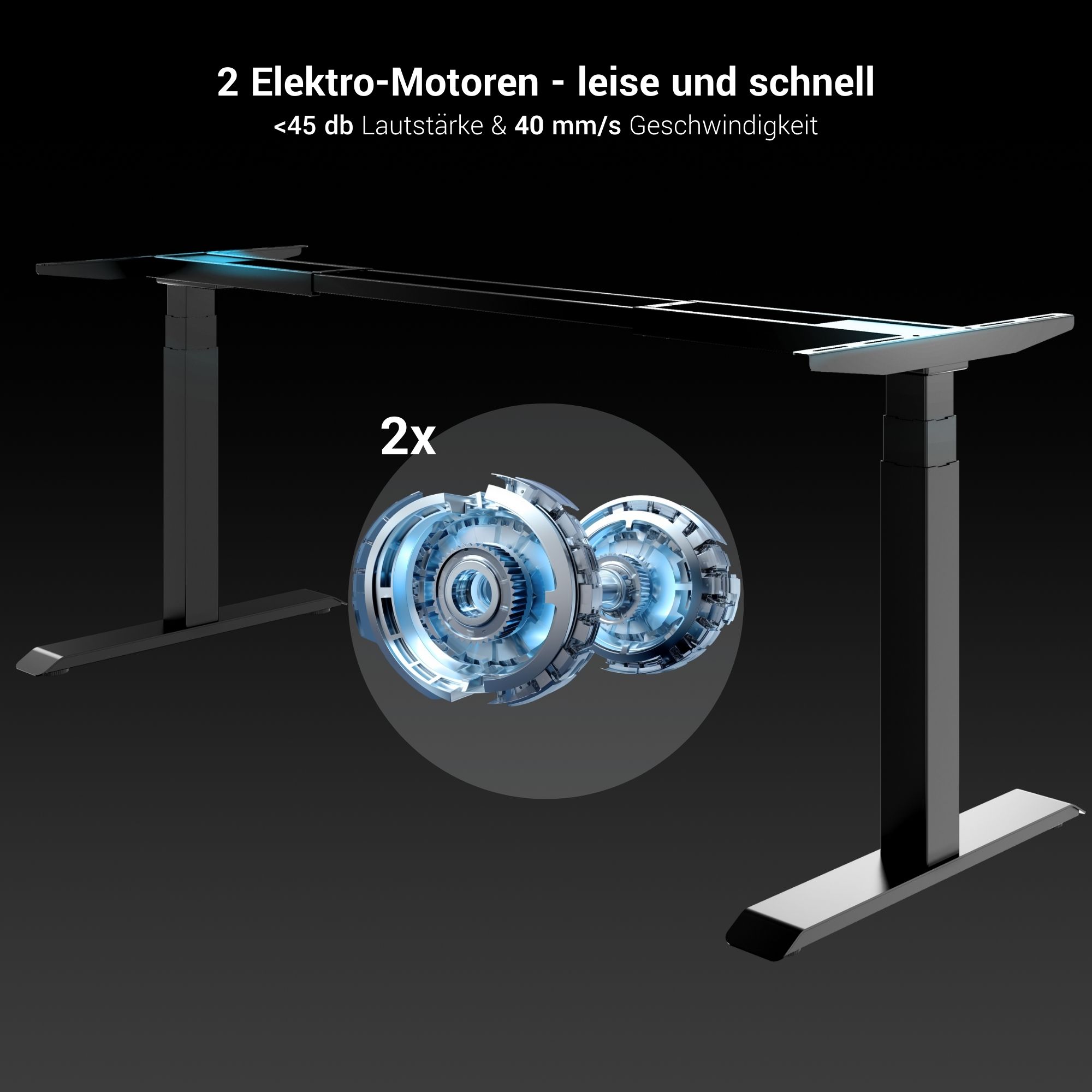 TELDRA Pro, 2-Motoren-Schreibtisch | 1600 - 2000 mm, elektrisch höhenverstellbar, Linoleum Pebble - 9 Main Image