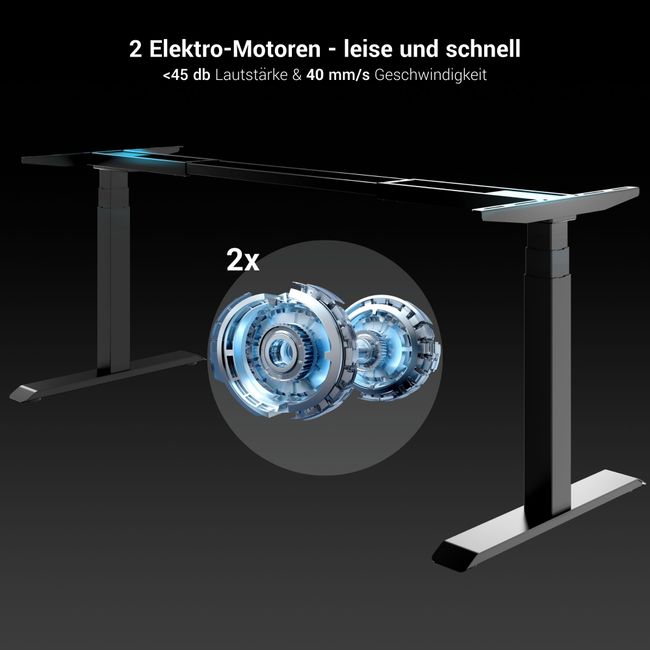 TELDRA Pro, 2-Motoren-Schreibtisch | 1600 - 2000 mm, elektrisch höhenverstellbar, Linoleum Pebble TELDRA Pro, 2-Motoren-Schreibtisch | 1600 - 2000 mm, elektrisch höhenverstellbar, Linoleum Pebble