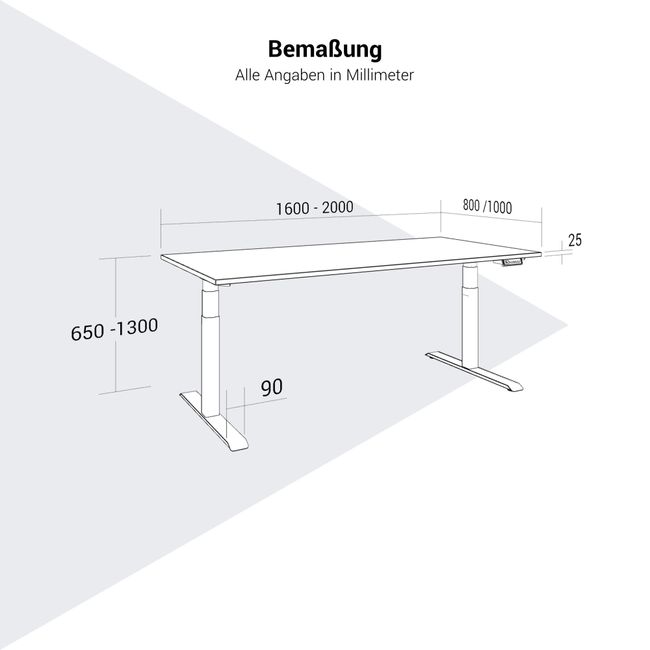 TELDRA Pro, 2-Motoren-Schreibtisch | 1600 - 2000 mm, elektrisch höhenverstellbar, Linoleum Pebble TELDRA Pro, 2-Motoren-Schreibtisch | 1600 - 2000 mm, elektrisch höhenverstellbar, Linoleum Pebble