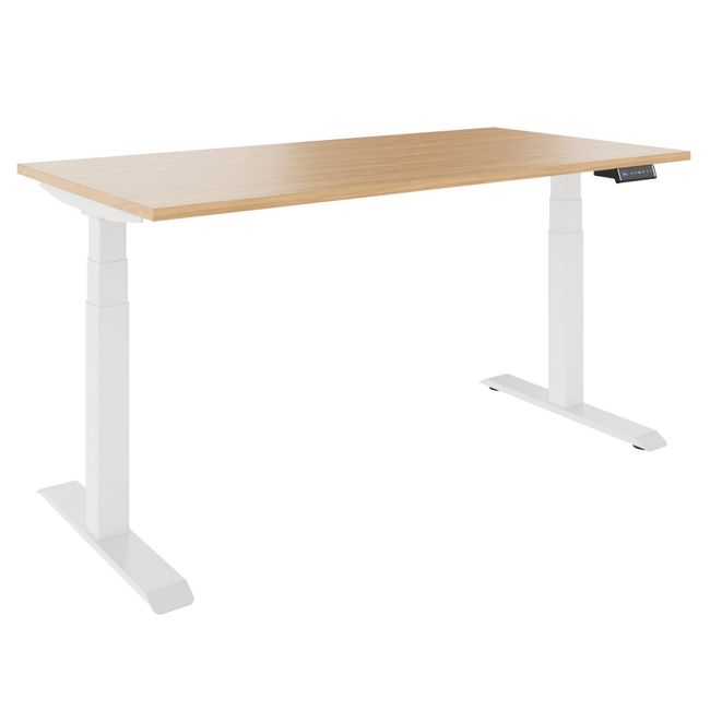 TELDRA Pro, 2-motor desk | 1600 - 2000 mm, electrically height adjustable, real wood veneer oak - 1 Main Image
