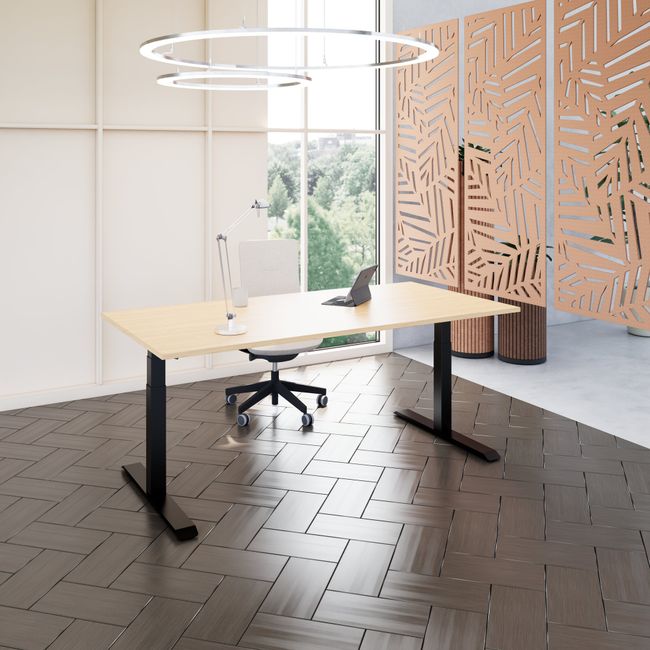 TELDRA Pro, 2-Motoren-Schreibtisch | 1600 - 2000 mm, elektrisch höhenverstellbar, Echtholz-Furnier Eiche