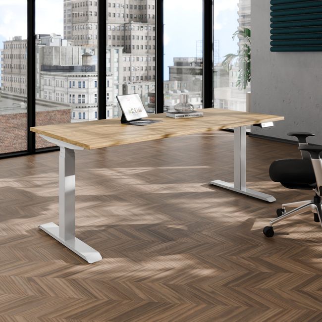 TELDRA Pro, 2-Motoren-Schreibtisch | 1600 - 2000 mm, elektrisch höhenverstellbar, Echtholz-Furnier Eiche TELDRA Pro, 2-Motoren-Schreibtisch | 1600 - 2000 mm, elektrisch höhenverstellbar, Echtholz-Furnier Eiche