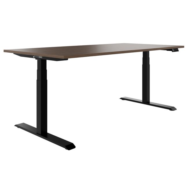 TELDRA Pro, 2-Motoren-Schreibtisch | 1600 - 2000 mm, elektrisch höhenverstellbar, Echtholz-Furnier Nussbaum