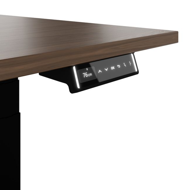 TELDRA Pro, 2-Motoren-Schreibtisch | 1600 - 2000 mm, elektrisch höhenverstellbar, Echtholz-Furnier Nussbaum