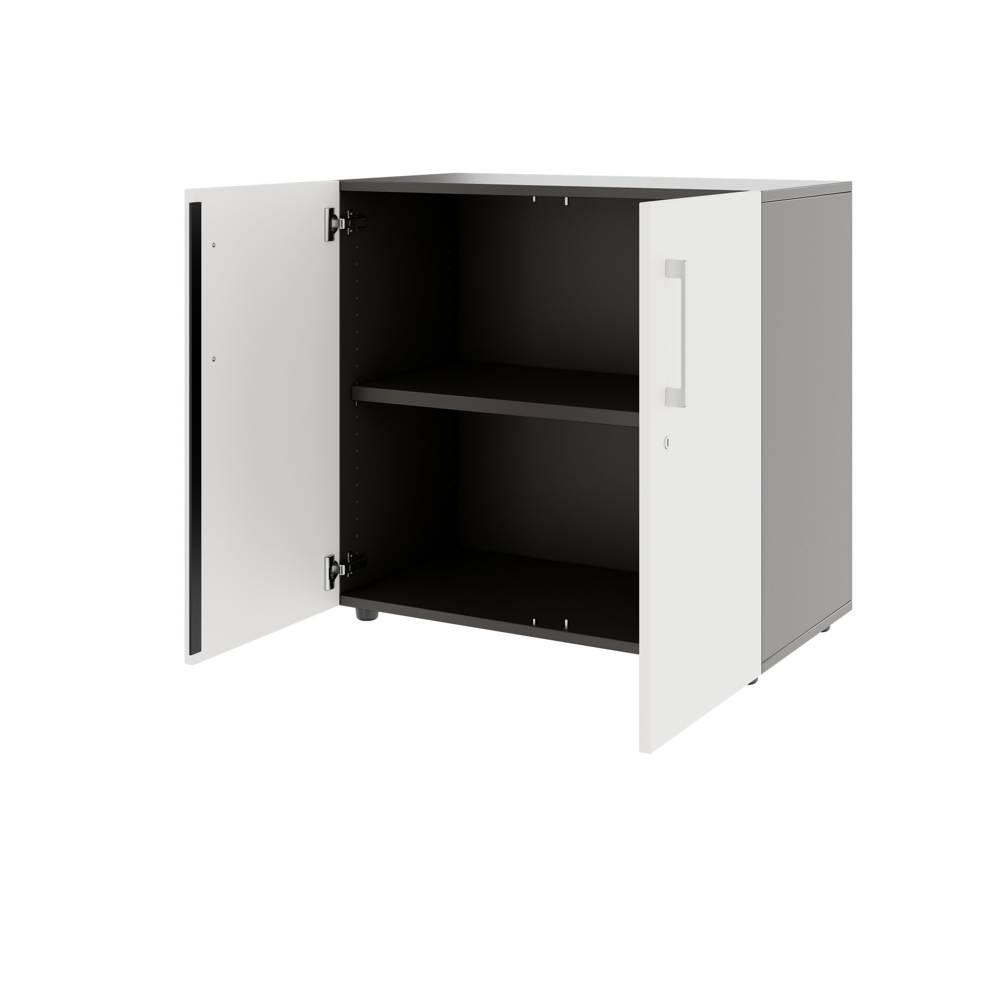 PRO Swing door cabinet | 2 U, 800 - 1200 x 770 mm, soft close, graphite/white - 4 Main Image