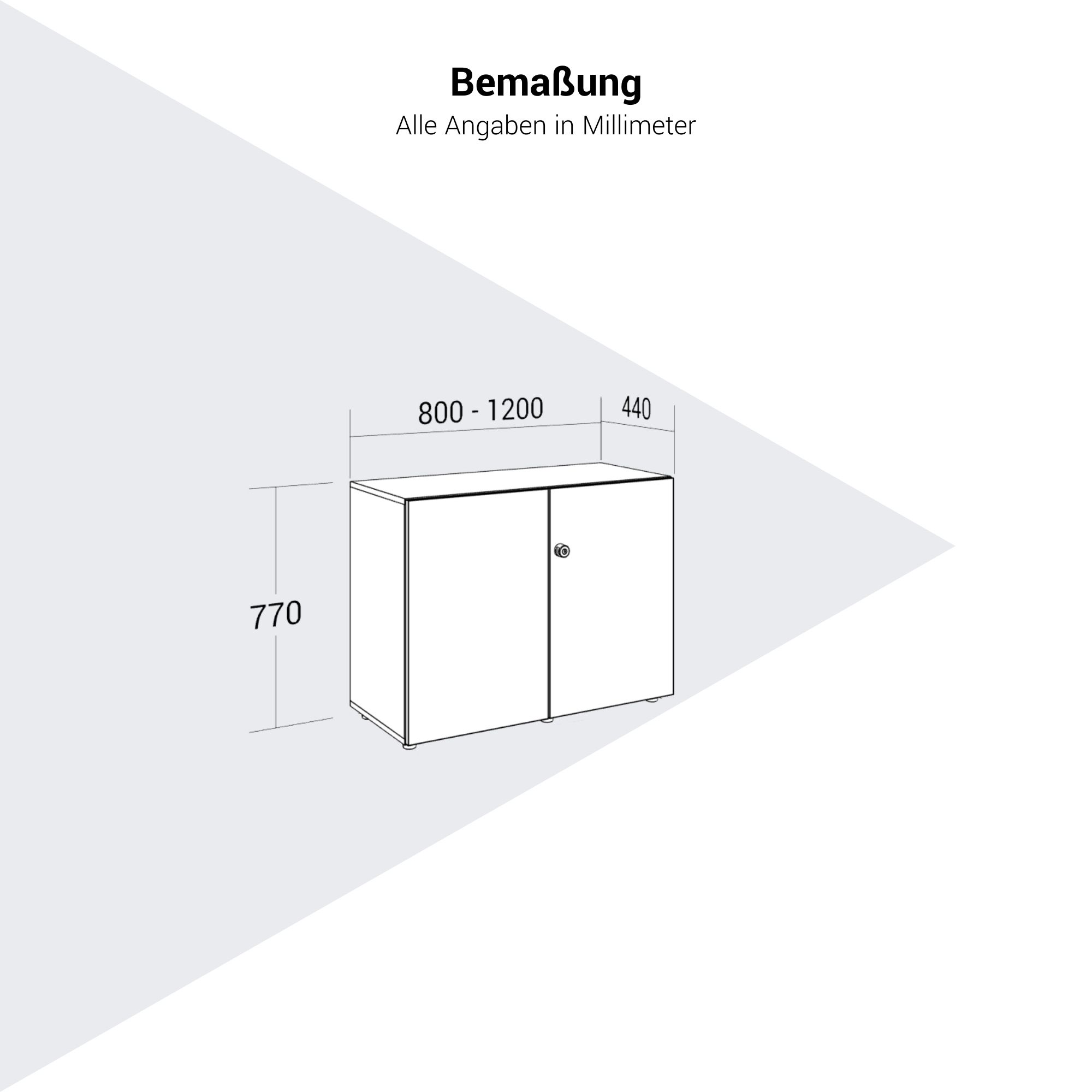 PRO Swing door cabinet | 2 U, 800 - 1200 x 770 mm, soft close, graphite/white - 14 Main Image