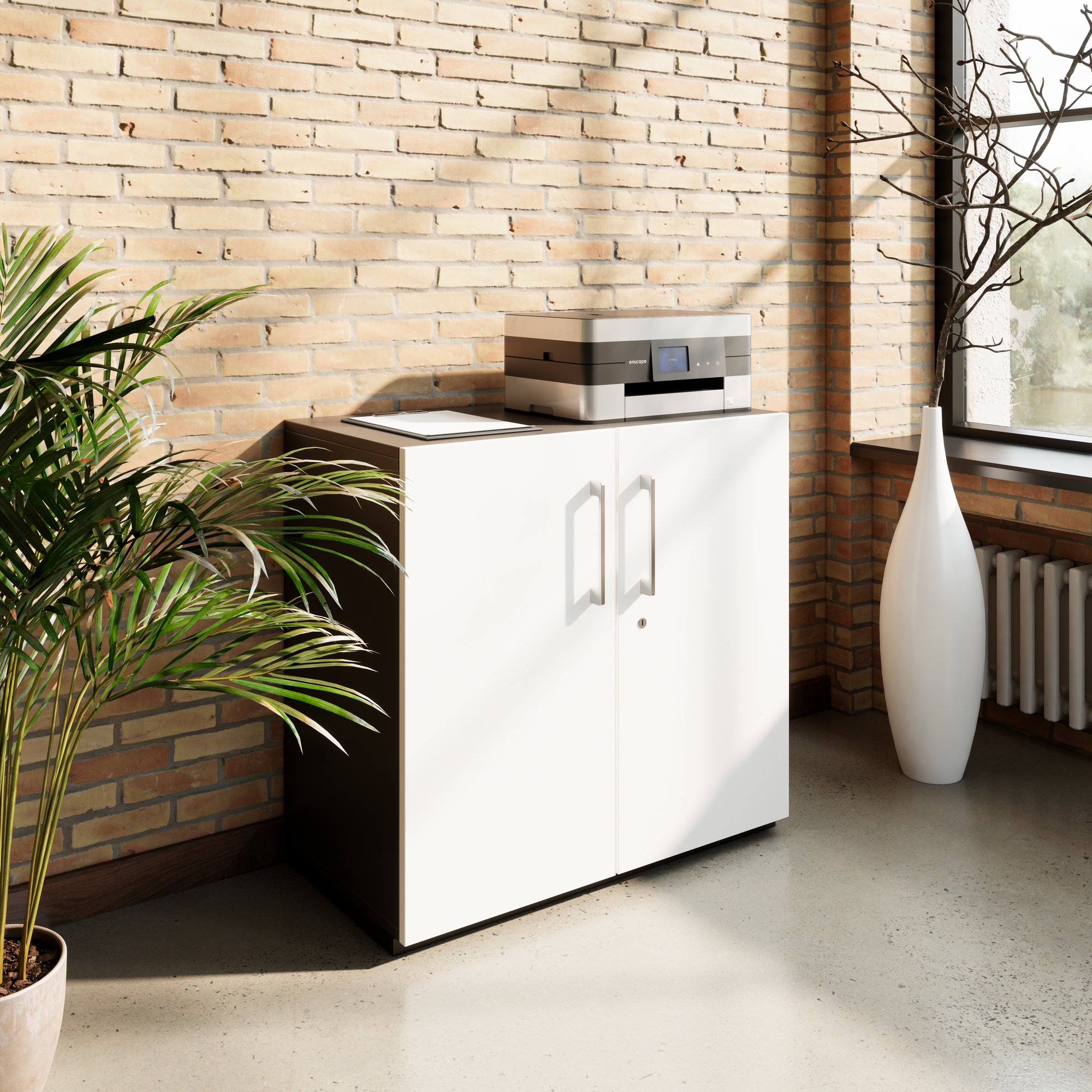 PRO Swing door cabinet | 2 U, 800 - 1200 x 770 mm, soft close, graphite/white - 15 Main Image
