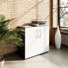 PRO Flügeltürenschrank | 2 OH, 800 - 1200 x 770 mm, Soft-Close, Graphit / Weiß