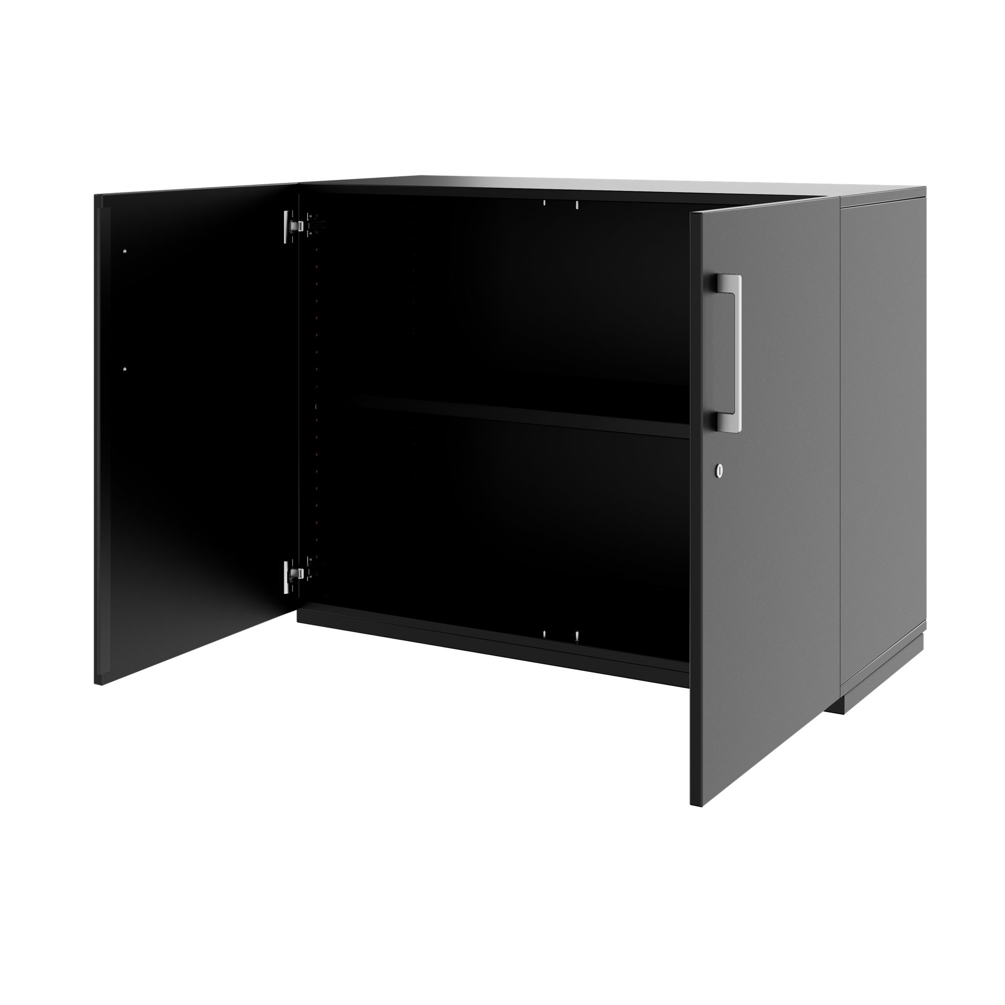 PRO hinged door cabinet | 2 OH, 800 - 1200 x 770 mm, soft close, black - 4 Main Image