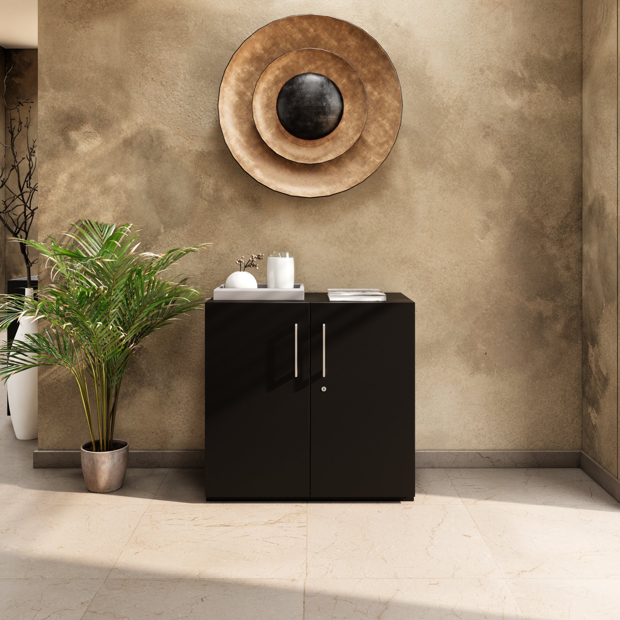 PRO hinged door cabinet | 2 OH, 800 - 1200 x 770 mm, soft close, black - 15 Main Image