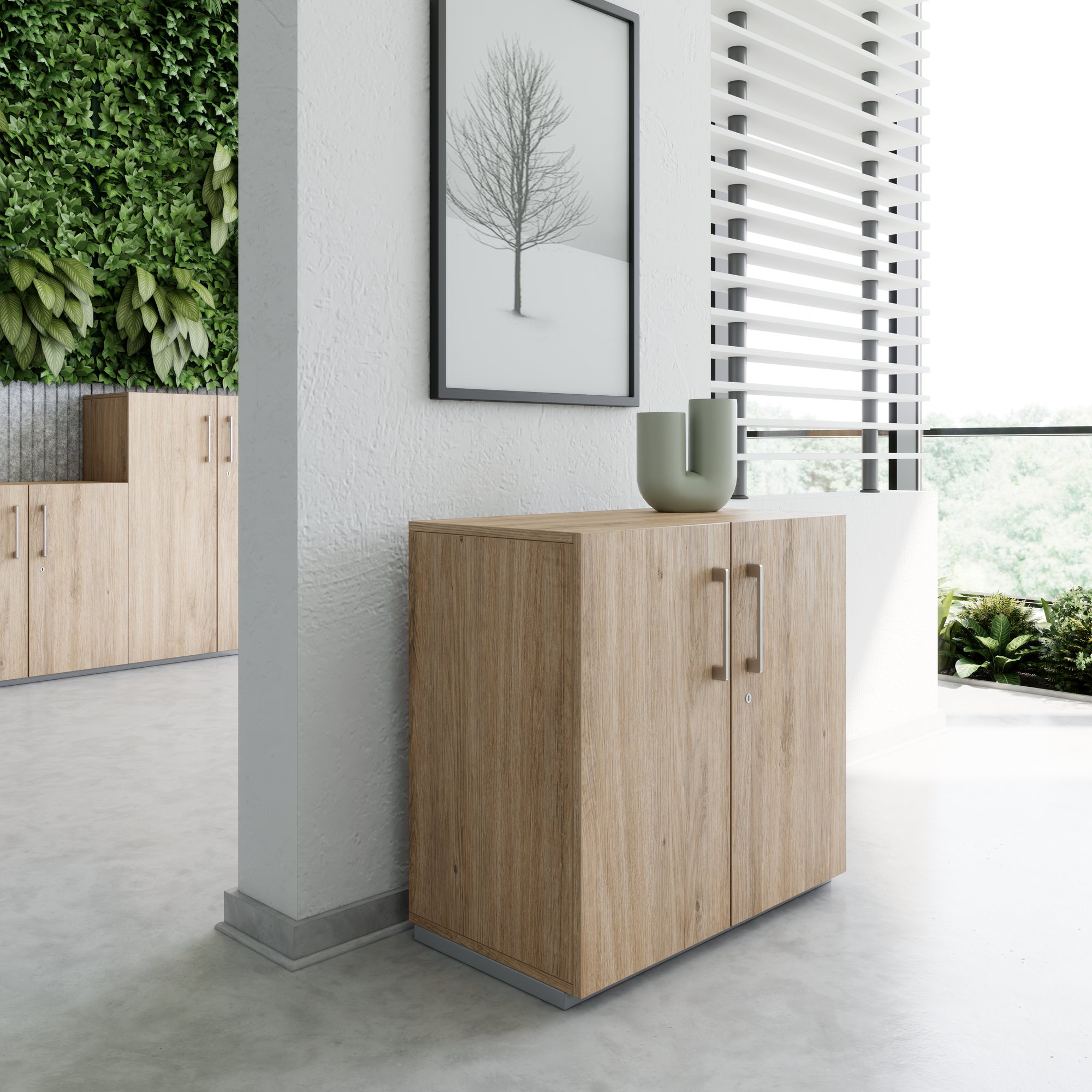 PRO hinged door cabinet | 2 OH, 800 - 1200 x 770 mm, soft close, natural oak - 15 Main Image
