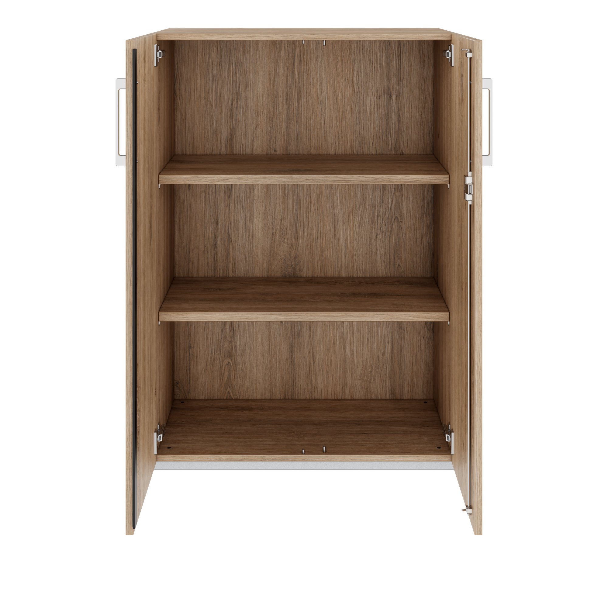 PRO hinged door cabinet | 3 OH, 800 - 1200 x 1140 mm, soft close, natural oak - 3 Main Image