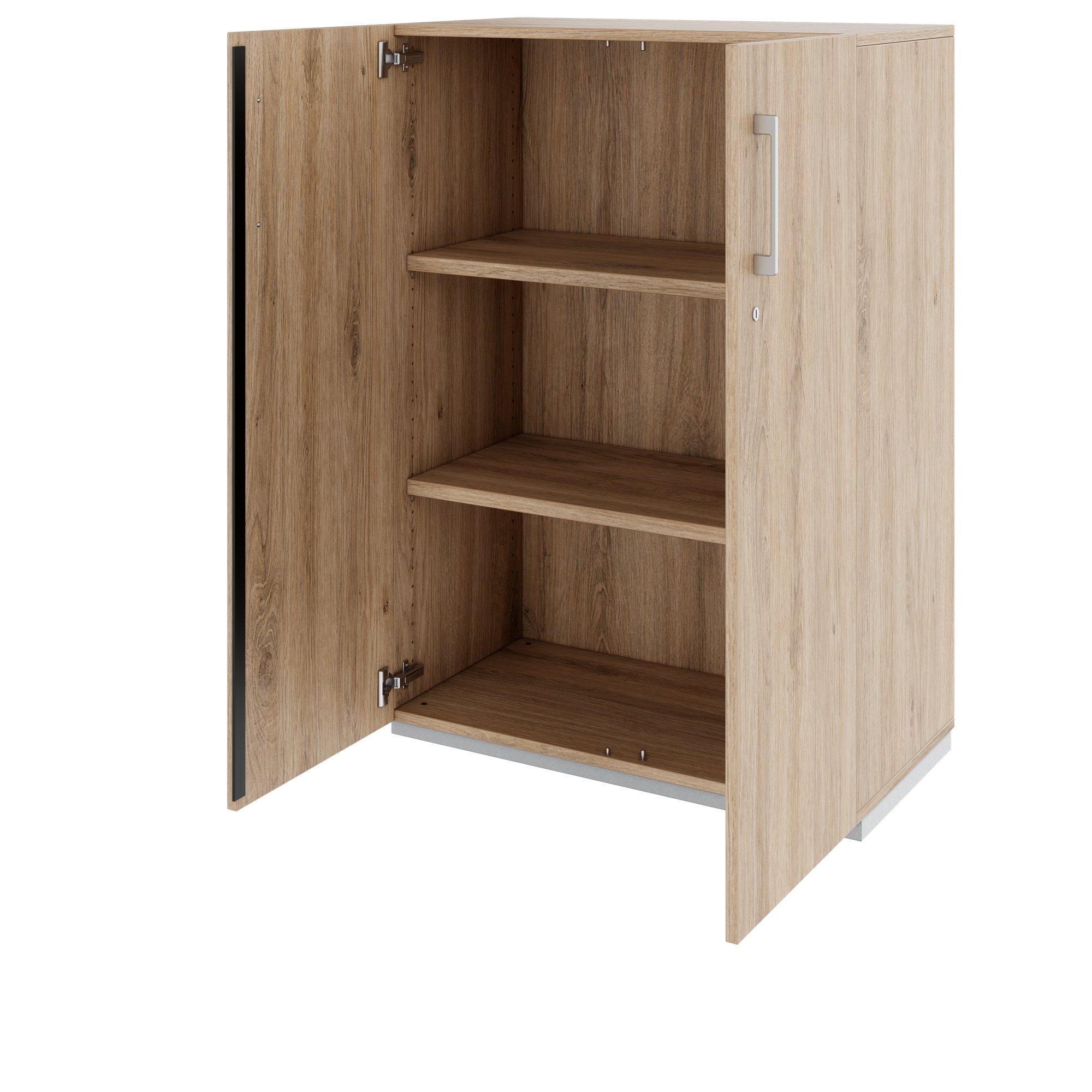 PRO hinged door cabinet | 3 OH, 800 - 1200 x 1140 mm, soft close, natural oak - 4 Main Image