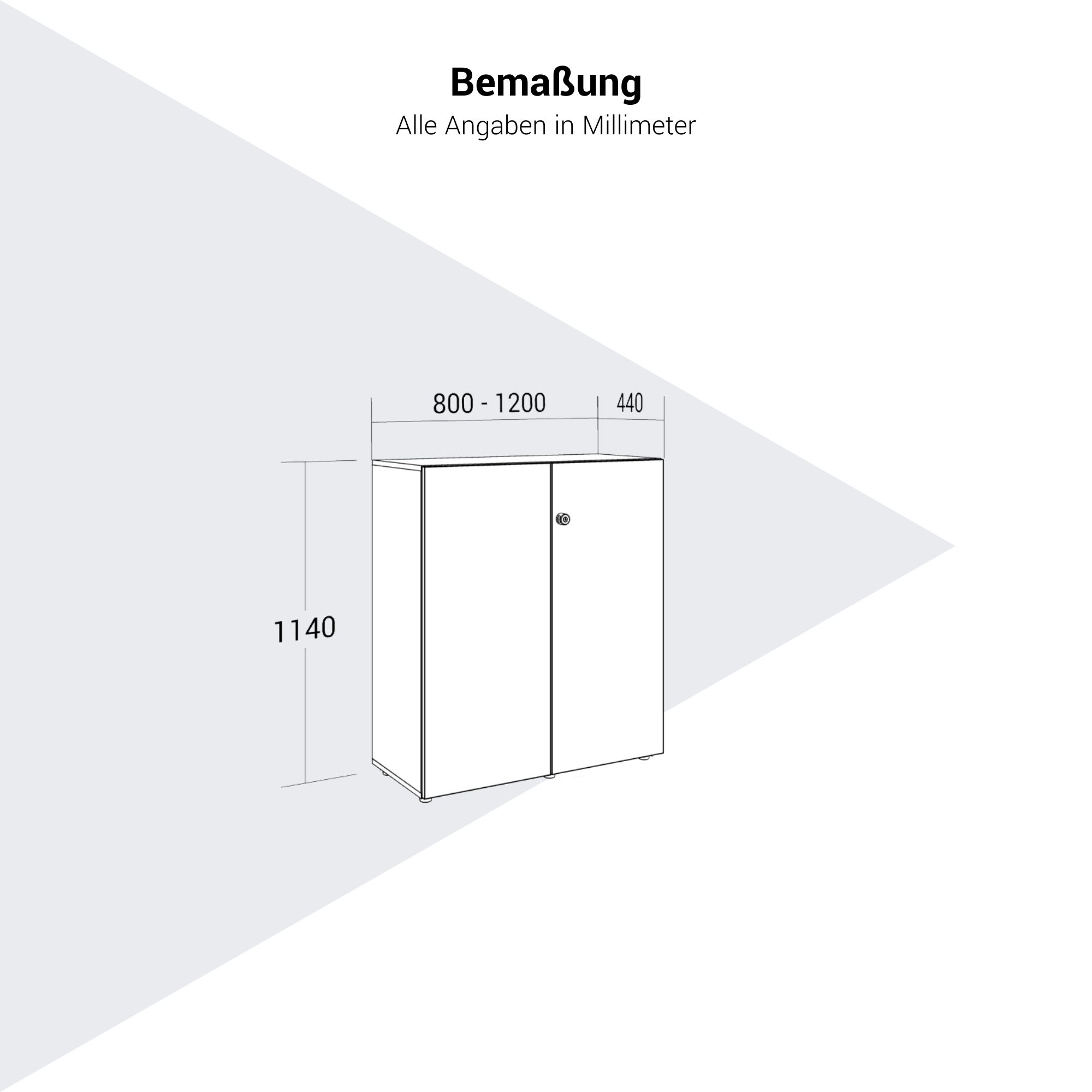 PRO hinged door cabinet | 3 OH, 800 - 1200 x 1140 mm, soft close, natural oak - 14 Main Image